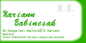 mariann babincsak business card